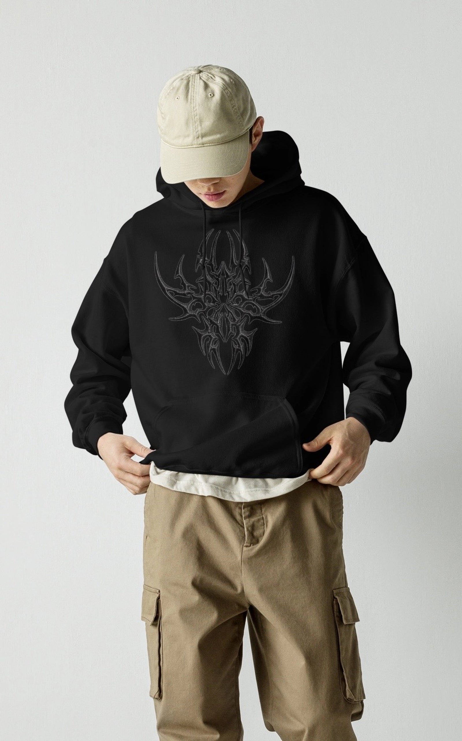 Lumevra CYBER COLLECTION Oversized Cotton x Fleece Black Hoodie
