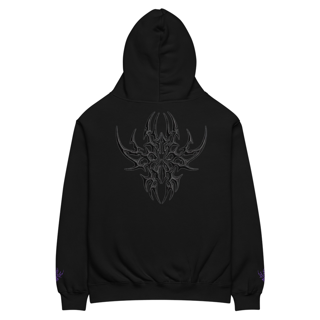 Lumevra CYBER COLLECTION Embroidered Purple Oversized Cotton x Fleece Hoodie