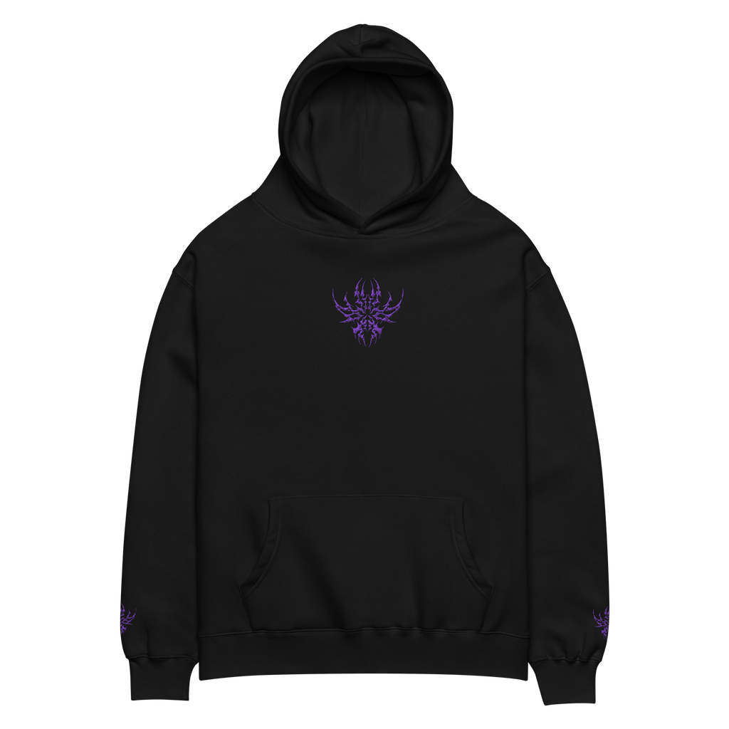 Lumevra CYBER COLLECTION Embroidered Purple Oversized Cotton x Fleece Hoodie - Lumevra - 