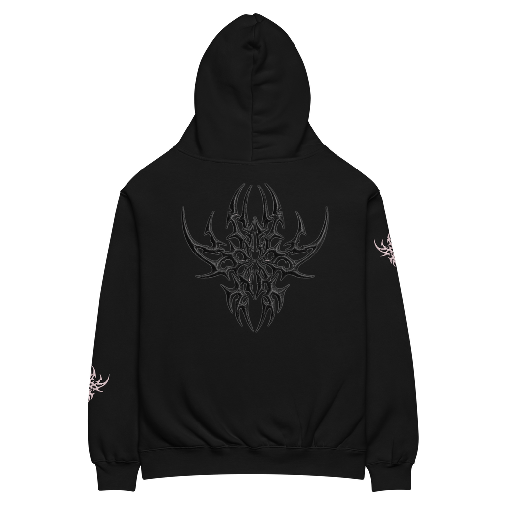 Lumevra CYBER COLLECTION Pink on Black Oversized Cotton x Fleece Hoodie - Lumevra - 