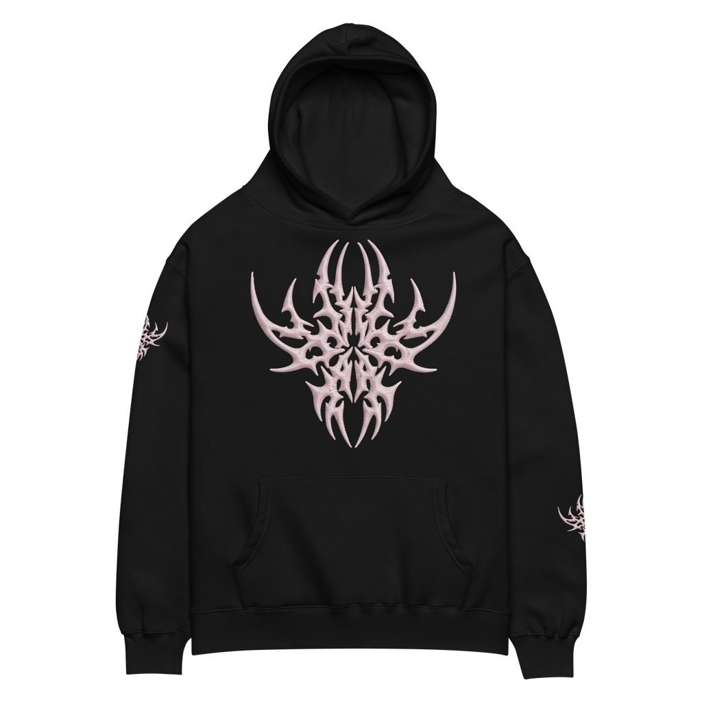 Lumevra CYBER COLLECTION Pink on Black Oversized Cotton x Fleece Hoodie - Lumevra - 