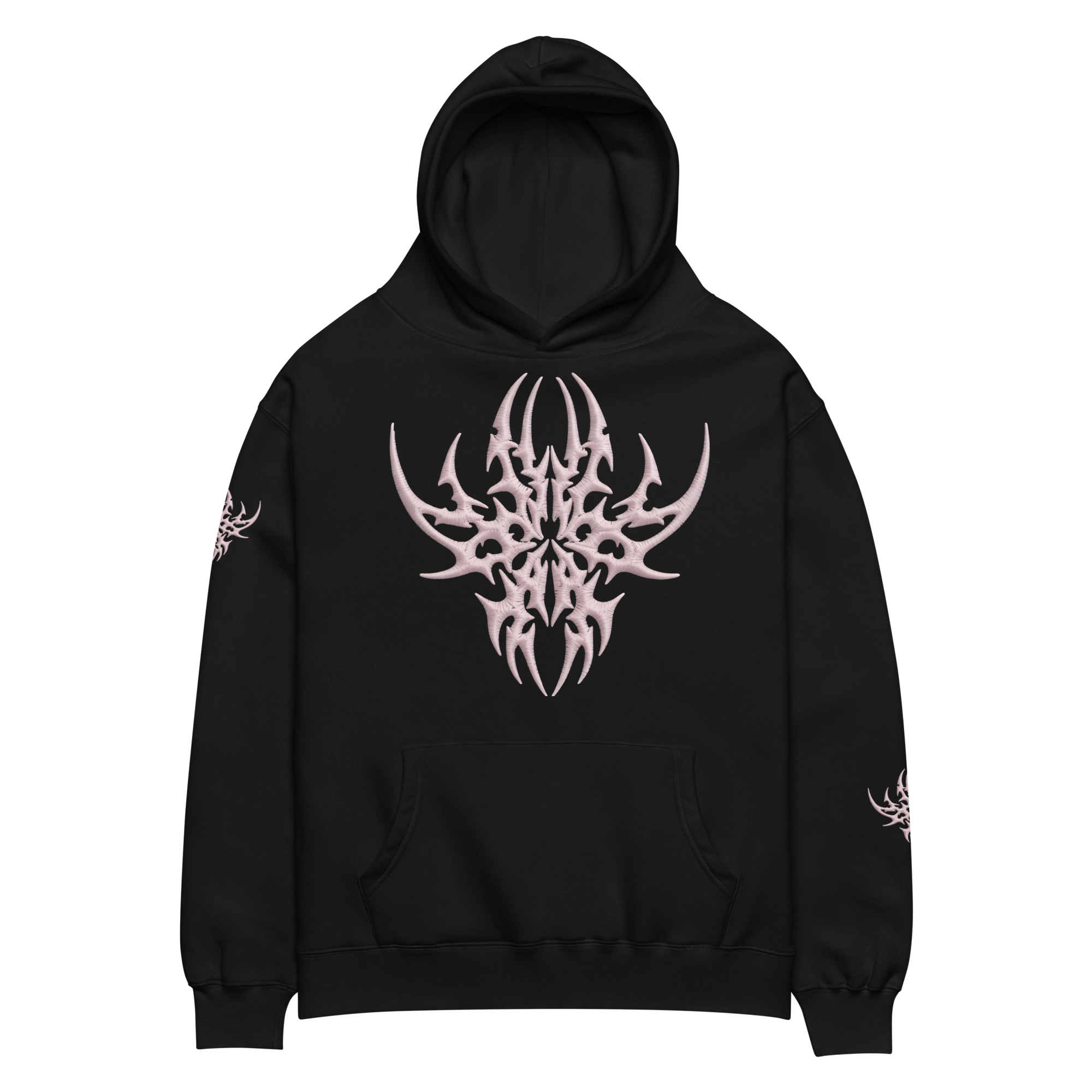 Lumevra CYBER COLLECTION Pink on Black Oversized Cotton x Fleece Hoodie - Lumevra - 