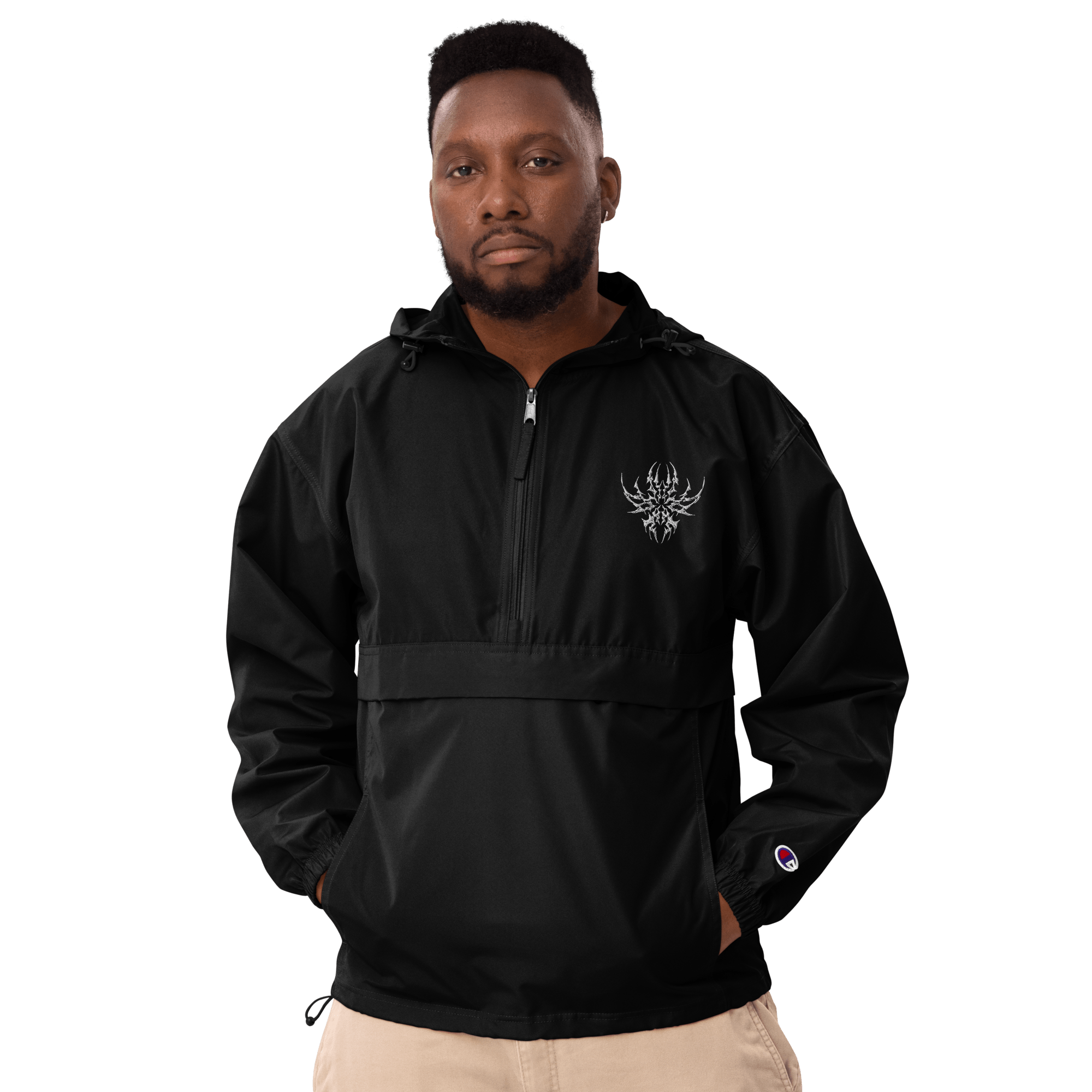 Lumevra x Champion CYBER COLLECTION Embroidered Black Packable Jacket - Lumevra - 